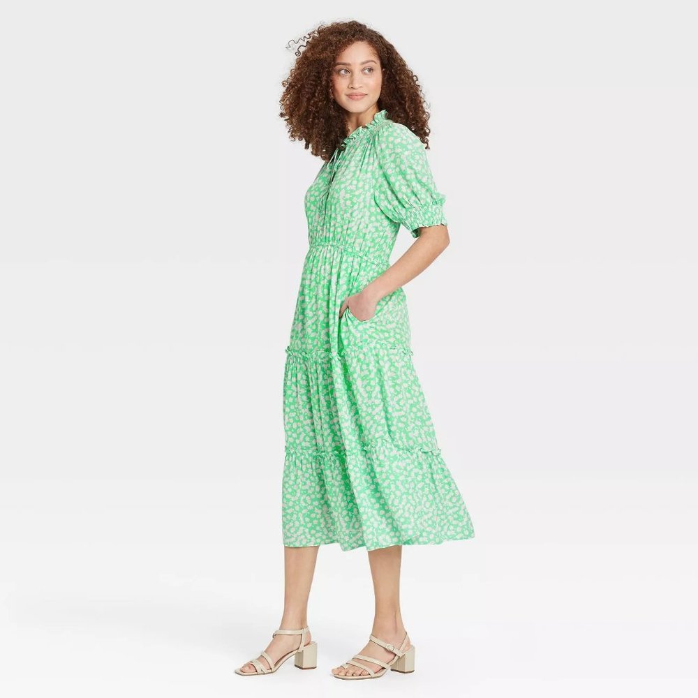 NWT Who What Wear Green Floral Maxi Dress